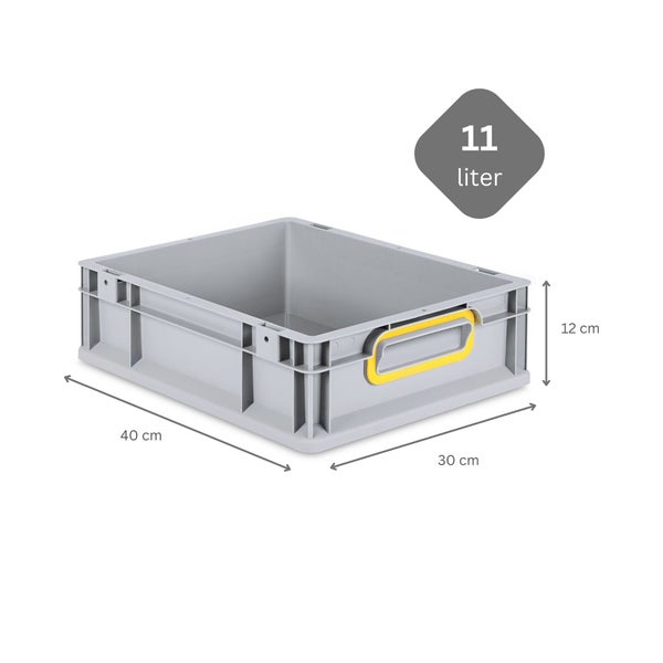 PROREGAL Spar Set 10x Eurobox Nextgen Color HxBxT 12 x 30 x 40 cm 11 Liter Griffe Gelb Geschlossen Glatter Boden Eurobehälter Transportbox