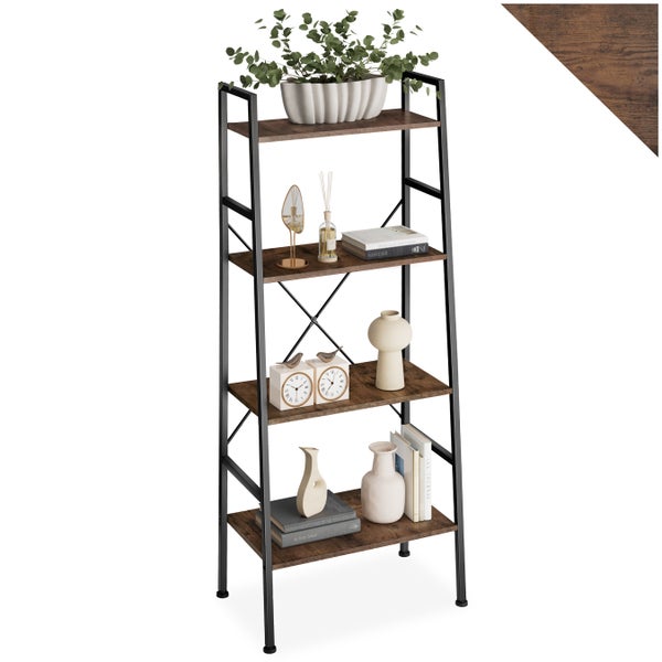 Leiterregal tectake Liverpool inklusive Kippschutz, 61,5 x 36,5 x 150 cm Industrial Style Industrial Holz dunkel, rustikal