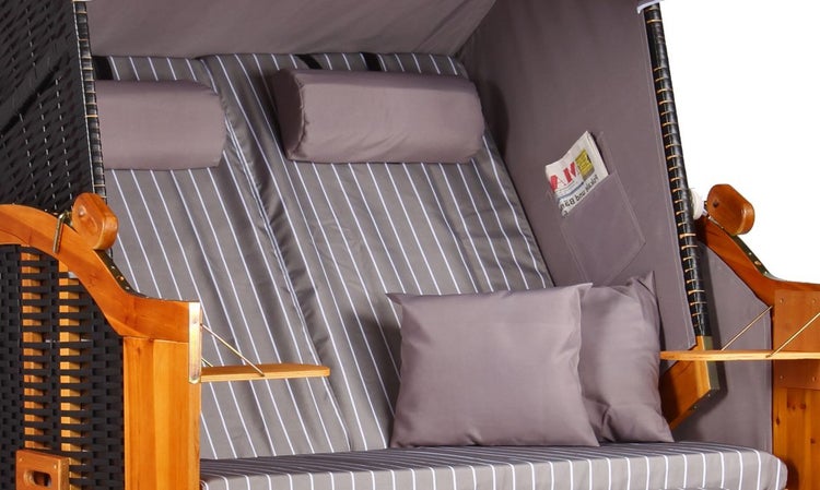 Strandkorb Baltic PE schwarz Dessin Royal Grau