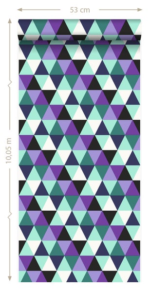 Tapetenrolle mit geometrischem Dreiecksmuster, 53 cm x 10,05 m