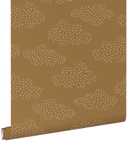 ESTAhome Tapete kleine Wolken Ockergelb und Beige - 50 x 900 cm - 139978