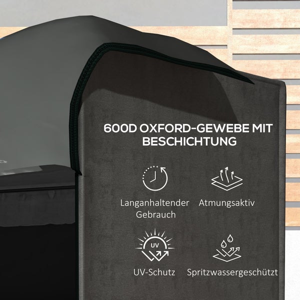 Outsunny Hollywoodschaukel Abdeckung 3 Sitzer, Wasserabweisend Winterfest Schutzhülle für Gartenschaukel, UV-Beständig Abdeckplane, Abdeckhaube, Reißfest 600D Oxford Gewebe, 205x124x164cm Dunkelgrau