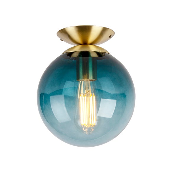 Deckenleuchte mit runder, getönter Glasschirm und Leuchtmittel