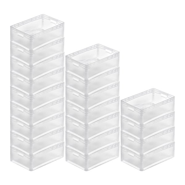PROREGAL SparSet 20x Transparenter Eurobehälter LightLine mit Offenem Griff HxBxT22 x 40 x 60 cm 4,6 Liter Eurobox Transportbox