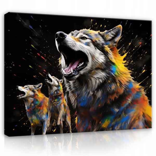 Leinwandbild Abstrakt Wolf Modern Bilder Wohnzimmer 60X40 cm