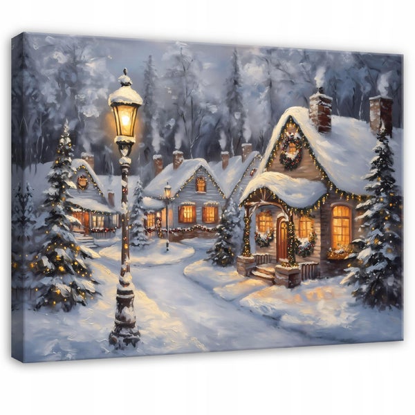 Leinwandbild Stadt Winter Festlich PP16292O20 Wandbilder Wohnzimmer Schlafzimmer 120x80 cm