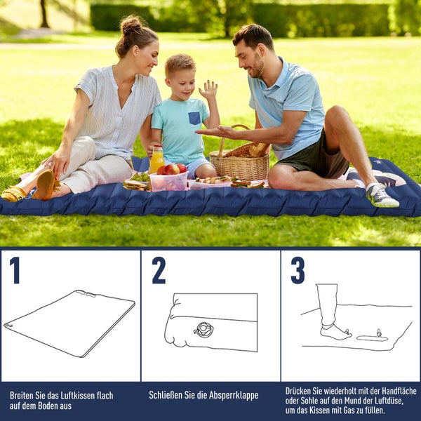 Outsunny Luftmatraze, Aufblasbares Luftbett, Camping Matraze, Schlafmatte, kunststoff, Polyester Pongee Navy blau, 195 x 138 x 10 cm
