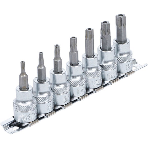 BGS Bit-Einsatz-Satz Antrieb Innenvierkant 10 mm (3/8) T-Profil (für Torx) mit Bohrung T15 - T50 7tlg. - 9341