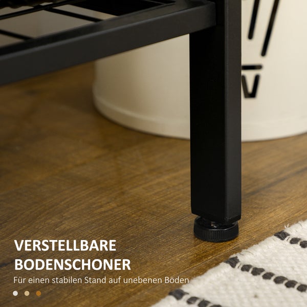 HOMCOM Garderobenständer mit Sitzbank, Kleiderständer mit Haken, Schuhregal, Garderobe mit Tragetasche, Jackenständer für Eingangsbereich, Flur, Stahl, Rustikal-Braun