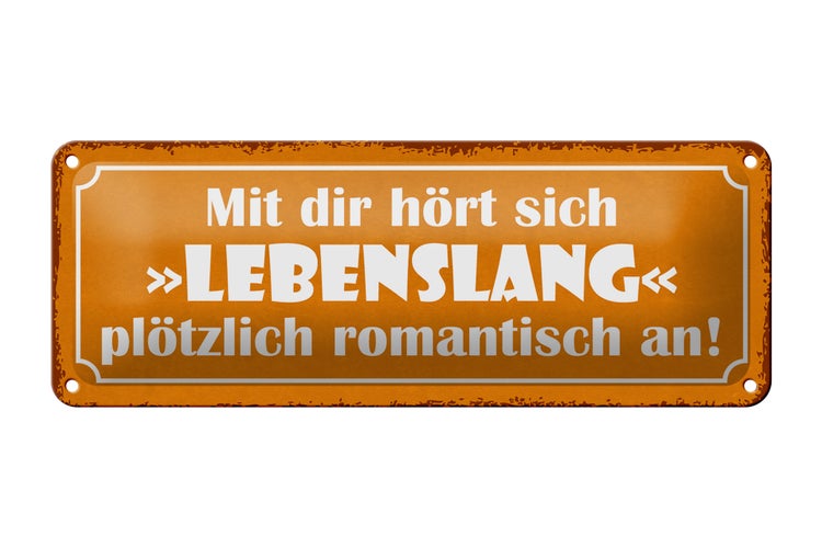 Blechschild Spruch 27x10cm mit dir Lebenslang romantisch Dekoration