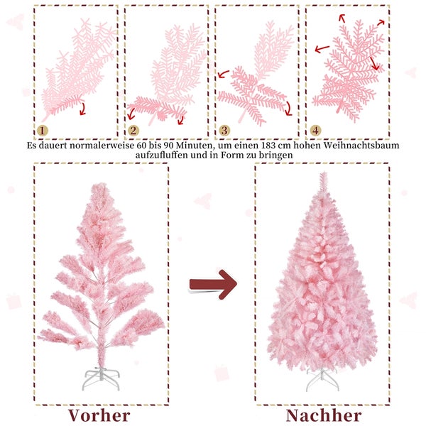 Yaheetech 183 cm Künstlicher Weihnachtsbaum , Rosa