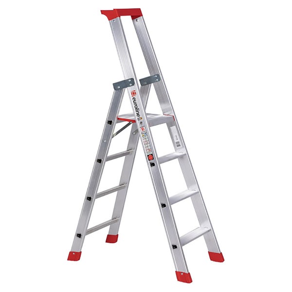 Aluminium-Stufenleiter mit Trittstufe und rutschfesten Füßen