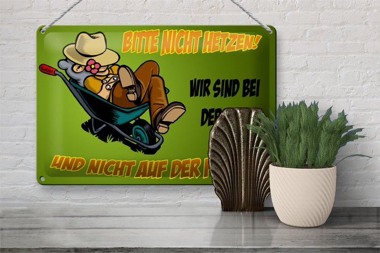 Blechschild Spruch 30x20cm sind bei der Arbeit nicht Flucht