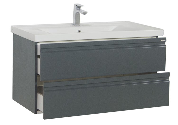 Waschtischunterschrank mit zwei Schubladen und Waschbecken