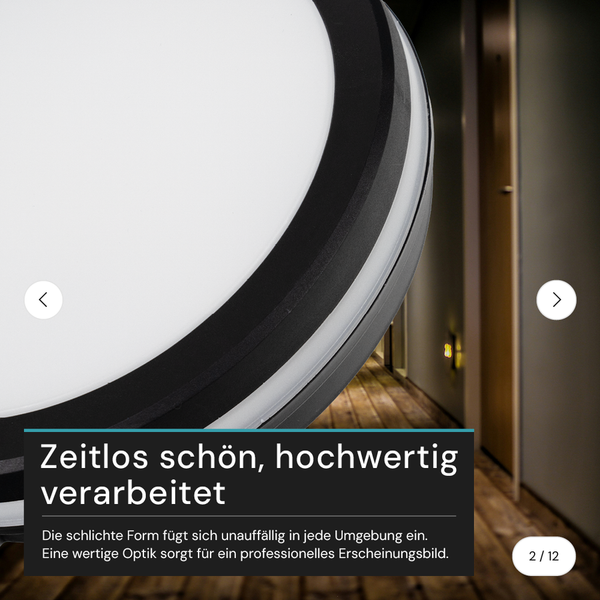 Detailansicht einer runden Deckenleuchte