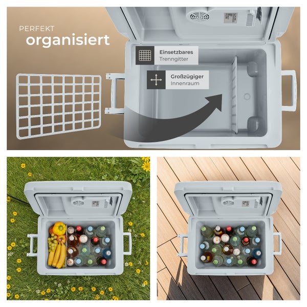 Tragbare Kühlbox mit herausnehmbarem Trenngitter und großzügigem Innenraum