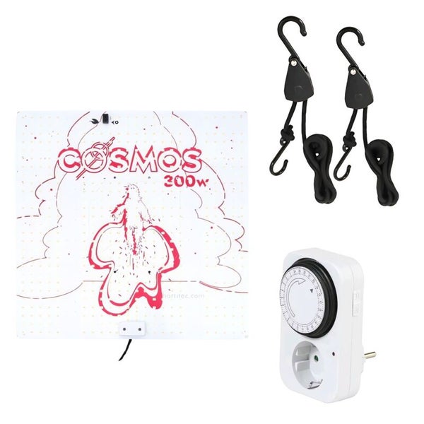Cosmos LED Pflanzenlampen Set 300W – Vollspektrum Grow Lampe inkl. Zeitschaltuhr & Lighthanger – Stromsparend, kompakt & ideal für alle Wachstumsphasen