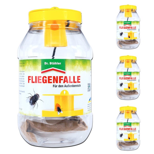 Effektive Fliegenfalle für Garten, Terrasse und Balkon, Lockfalle gegen Fliegen, Fruchtfliegen und Mücken, Fliegenabwehr für Außenbereiche mit Lockstoff, ideal für Hof, Camping und Stall