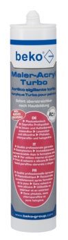 Beko Maler-Acryl Turbo, sofort überstreichbarer Acryldichtstoff in einer Kartusche für innen und außen.