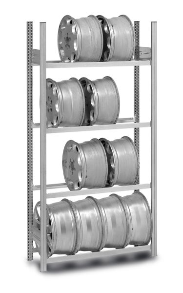 PROREGAL Felgenregal Stecksystem T-Profil Grundregal HxBxT 250 x 130 x 30 cm 5 Ebenen Fachlast 150 kg Verzinkt