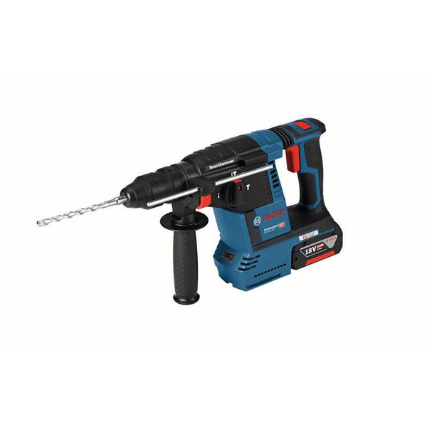 Bosch Professional Akku Bohrhammer 18 Volt mit Zusatzhandgriff und Bohrer.