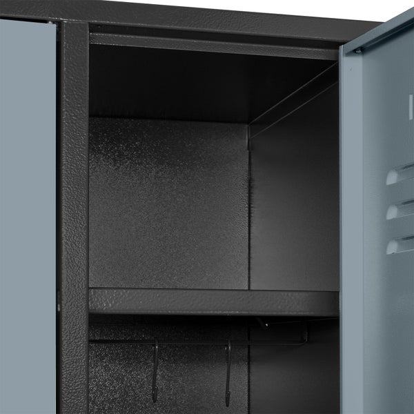 PROREGAL Garderobenschrank Ermine mit 3 Türen | HxBxT 178x89x50cm | Anthrazitgrau/Silbergrau | Spind, Aufbewahrungsspind, Arbeitsschrank