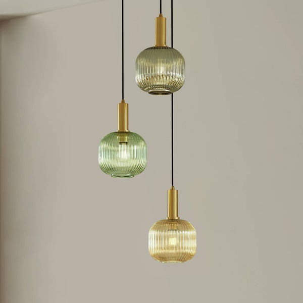 Lindby Pendelleuchte Dorotoe (Retro, Vintage Antik) aus Glas (3 flammig E27) - Deckenlampe Esstischlampe Hängelampe Hängeleuchte Wohnzimmerleuchte