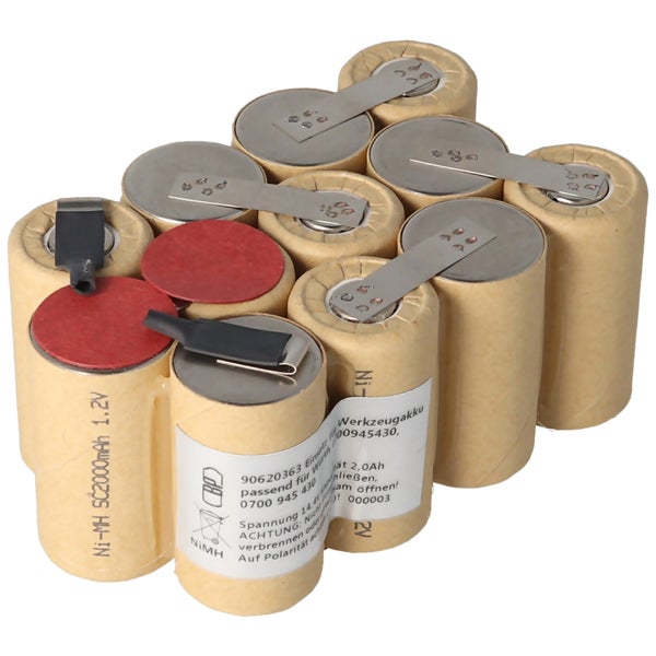 Akkueinsatz passend für Würth 0700 945 430, Würth 14,4 Volt Akkupack NiMH 2000mAh zum Selbsteinbau