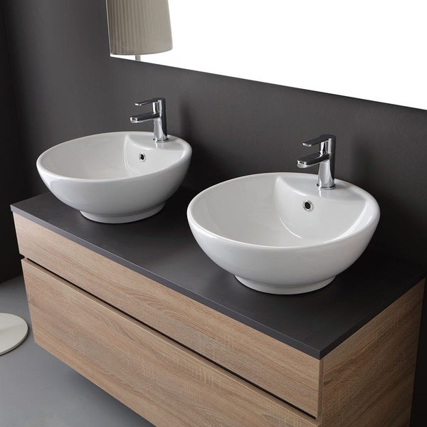 Badmöbel Set mit Doppel-Aufsatzwaschtisch, 120cm | Sole