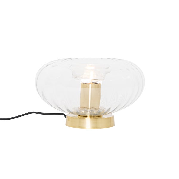 Tischleuchte mit Klarglas und Messingfuß