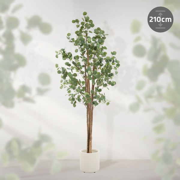 Künstlicher Eukalyptusbaum, circa 210 Zentimeter hoch, im Topf