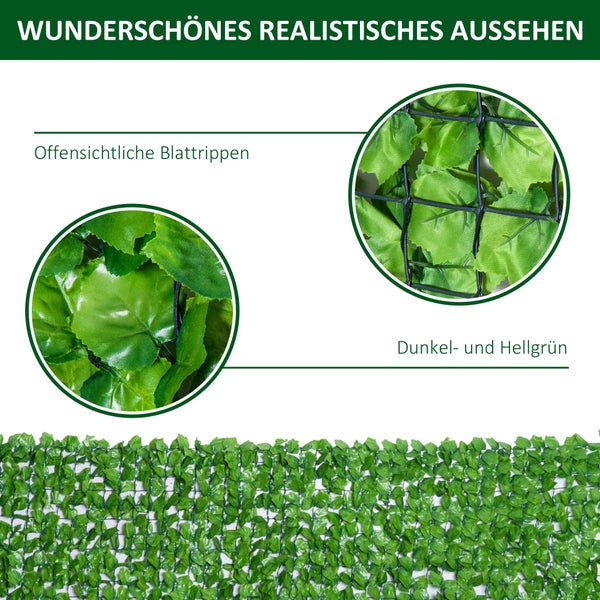 Outsunny Künstliche Hecke, 300 x 100 cm, PE, Gewebe, Hellgrün