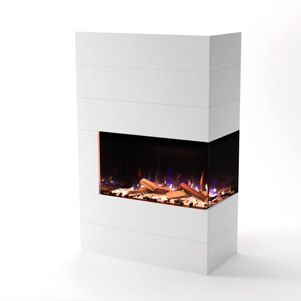 Glow Fire Elektrokamin 'Portia ' Rechtsoffen| LED Standkamin in weiß mit Heizung (1500 W) | HxBxT: 140x90x45 cm