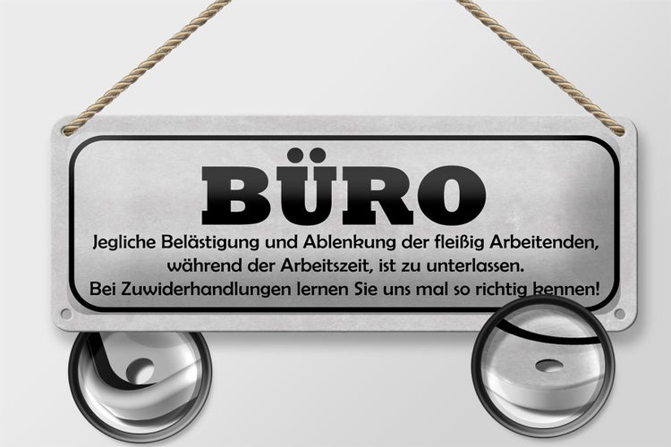 Blechschild Spruch 27x10cm Büro Ablenkung Arbeitszeiten Dekoration