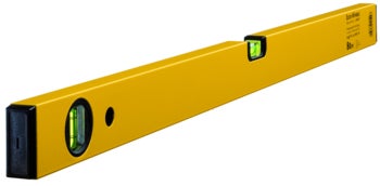 Eine 80 Zentimeter Wasserwaage aus Metall mit zwei Libellen zum Messen von horizontalen und vertikalen Ausrichtungen.