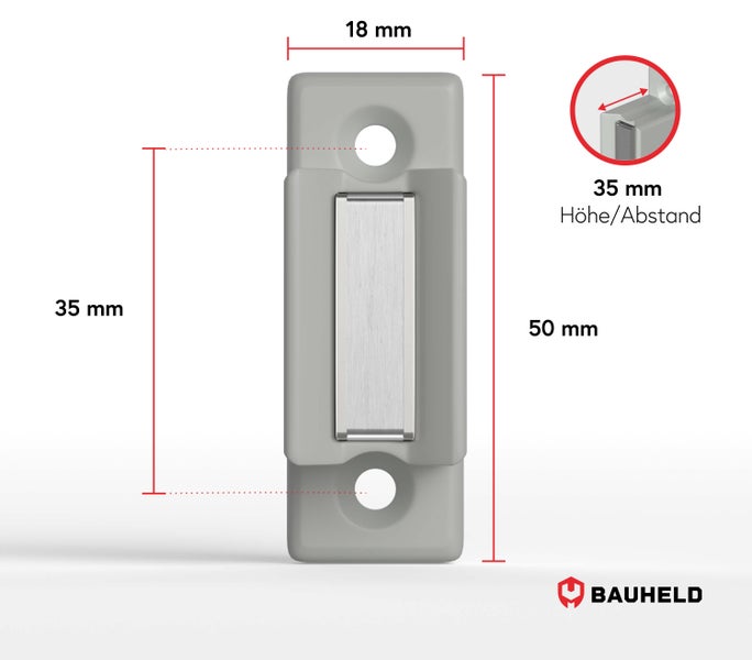Bauheld Möbelmagnet mit den Maßen 50 Millimeter mal 18 Millimeter