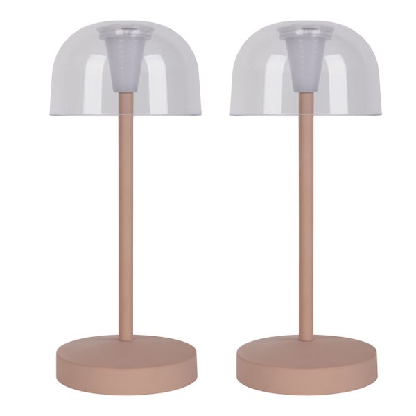 Zwei Tischleuchten mit durchsichtigem Schirm