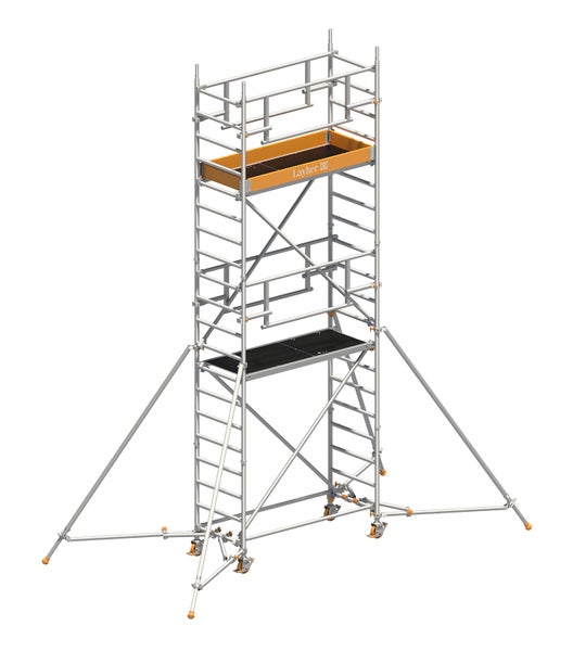 Layher Fahrgerüst mit Plattform und Arbeitswanne