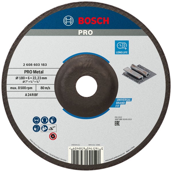 Bosch PRO Metal Schleifscheibe 180 x 6 x 22,23 mm - 2608603183