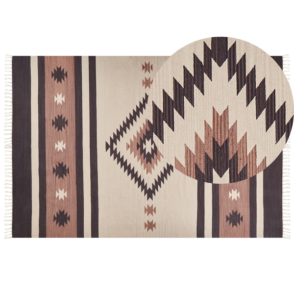 Teppich ARAGATS Beige 200 x 300 cm Baumwolle Kelim