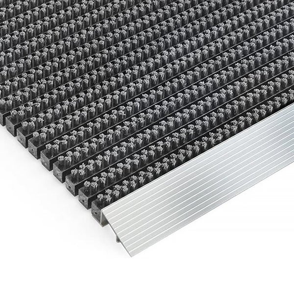 FLOORDIREKT Fußmatte - Profi Brush - Schmutzfangmatte mit Alu-Rahmen - Grau - 60 x 90 cm