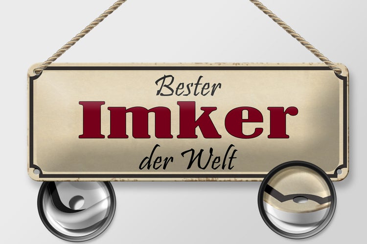 Blechschild Spruch 27x10cm bester Imker der Welt Honig Dekoration