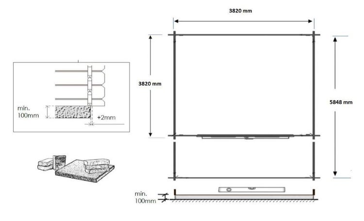 Gartenhaus, Gerätehaus 24m2 - 4x4m - 28mm - Imprägniert