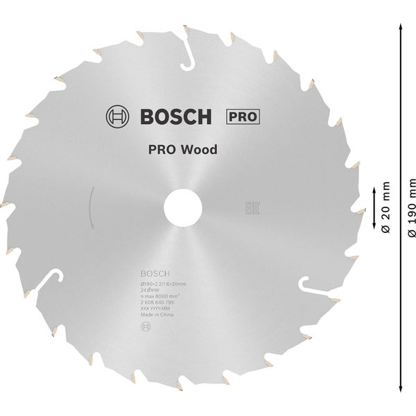 Bosch Pro Holzsägeblatt, 190 Millimeter Durchmesser