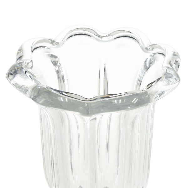 Blumenvase aus Glas mit gewelltem Rand