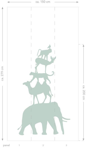 Fototapete mit Tiermotiven, circa 150 cm breit und circa 279 cm hoch