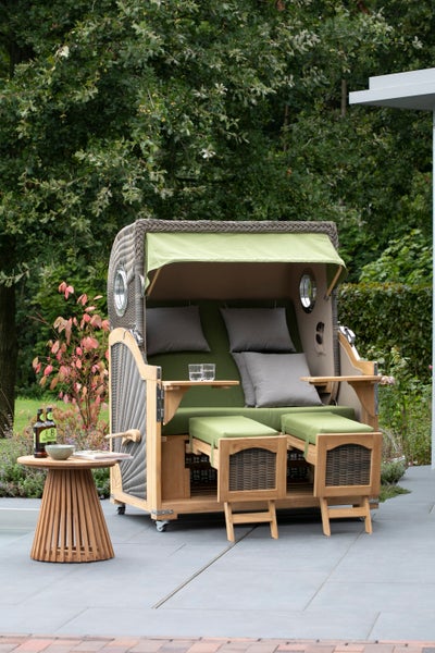 Strandkorb Rantum Grande Teak PE grey Dessin 551