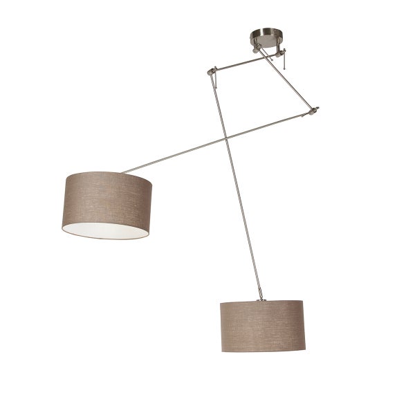 Smarte Hängelampe aus Stahl mit Schirm 35 cm taupe inkl. 2 Wifi A60 - Blitz