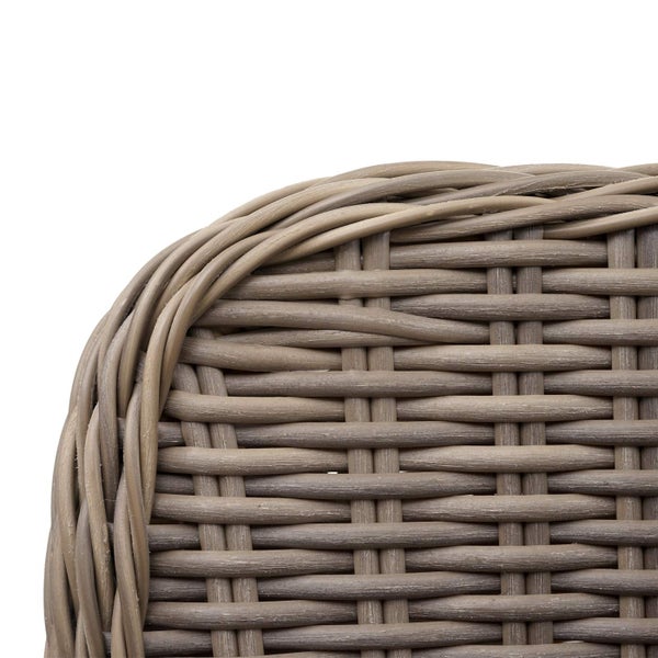Detailansicht von Polyrattan-Geflecht für Gartenmöbel.
