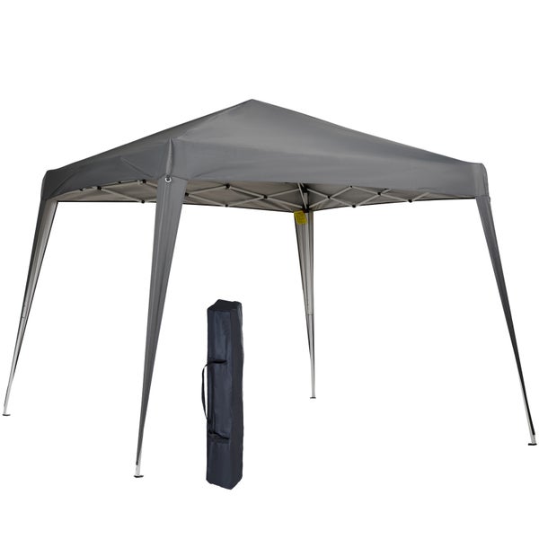 Outsunny Faltpavillon 2,4x2,4m Pavillon Faltzelt mit UV-Schutz, Partyzelt inkl. Tragetasche für Garten, Balkon, Stahl Grau